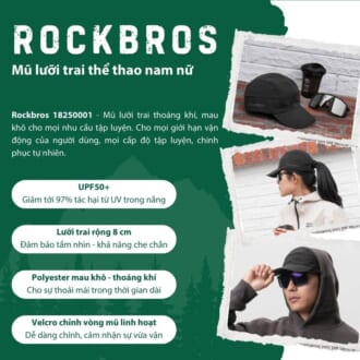 Rockbros 18250001 - Mũ lưỡi trai thể thao chống nắng UPF50+